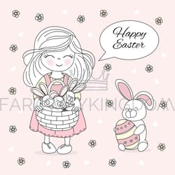 easter friend great religious holiday vector illustration set