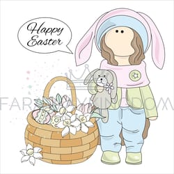 easter gift tilda doll great holiday vector illustration set