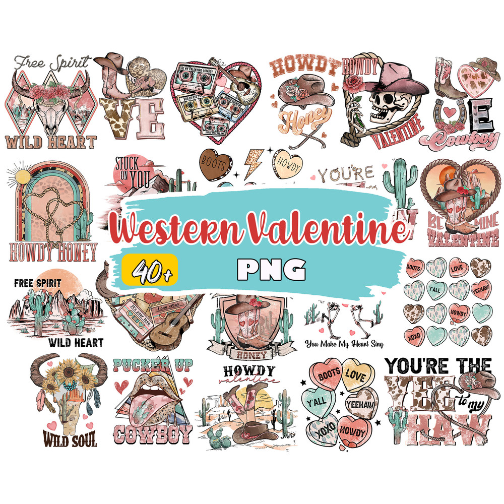 Western Valentine bundle PNG , Mega Western Valentine PNG, Silhouette, Digital Download , Instant Download.jpg