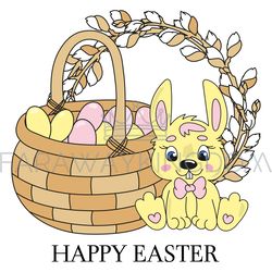 EASTER HARE Cartoon Great Holiday Vector Illustration Set