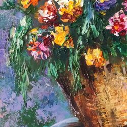 provence flowers  painting impressionism original art oil artwork   impasto