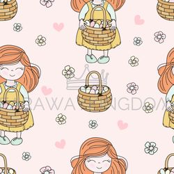 EASTER KID Holy Holiday Seamless Pattern Vector Illustration