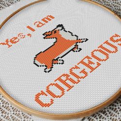 corgi gorgeous for cross stitch pattern