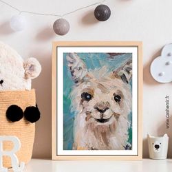Llama Alpaca Oil Painting, Impasto Animal Painting, Wall Decor Room Decoration, Nature Themed Animal Art Animal Lover