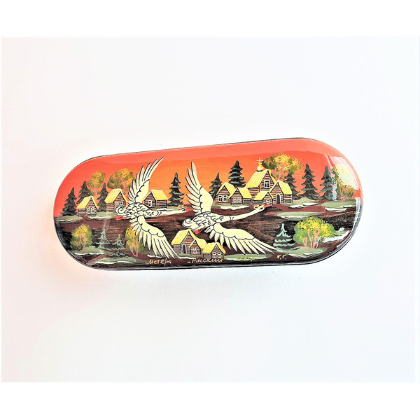 russian north glasses case hand painted