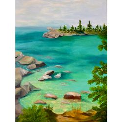 Lake Tahoe painting original art California painting oil painting