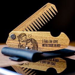 Groomsmen Gifts Personalized, Beard Comb, Beard Care Beard gift, Mens Gifts for Him, Fathers Day Gift, Beard Care