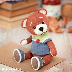 Knitted Toy Pattern, Knitted Bear Cinnamon, Knitting Toys Pattern, Amigurumi Bear Pattern, Teddy Bear Knitting Pattern