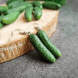 Cucumber earrings are cottagecore weird, funny, funky, quirky, vegan earrings