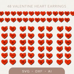 Heart earrings svg, Valentines Day earrings svg laser files