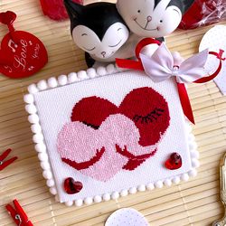 hearts in love cross stitch pattern pdf by crossstitchingforfun, instant download valentines day cross stitch chart pdf