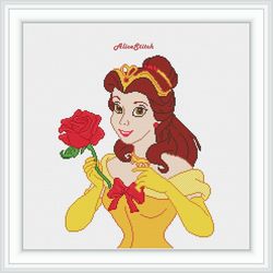 cross stitch pattern beauty and the beast belle princess fairy tale superheroes kids cartoon disney counted crossstitch
