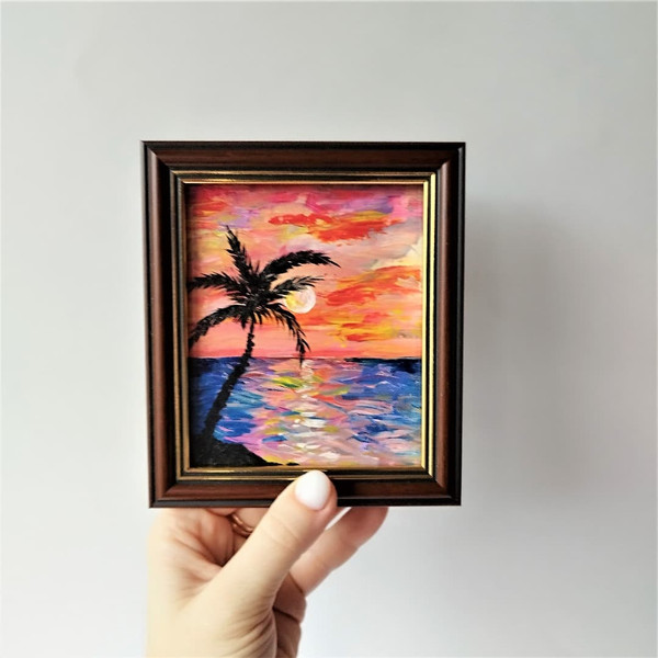 Very-small-wall-art-ocean-sunset-scenery-painting-impasto.jpg