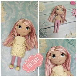 PATTERN crochet doll toy pdf in English. Amigurumi doll tutorial.