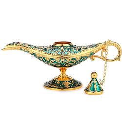 Vintage Magical Legend Aladdin's Genie Lamp for Home/Wedding, Collectible Fancy Rare Classic Arabian Costume Props Lamp
