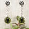 olive-green-glass-cat-eye-earrings-silver-cat-kitten-kitty-spiral-stud-and -dangle-boho-earrings-evil-eye-protection-amulet-earrings-jewelry