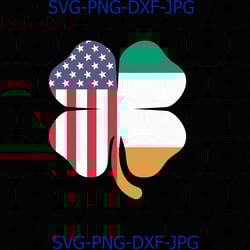 irish american flag on shamrock, lucky clover funny st. patrick's day design svg, png, cutting file cricut digital