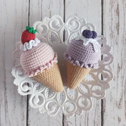Crochet food, toys pretend play, Ice cream toy, education toys, children kitchen, crochet sweets