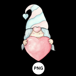 Valenitine watercolor gnome PNG digital download available instant download high quality 300 dpi