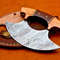 Hand Forged Damascus Steel Alaska Ulu Knife w Wooden handle pizza Cutter knife 2.jpg