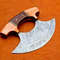 Hand Forged Damascus Steel Alaska Ulu Knife w Wooden handle pizza Cutter knife 3.jpg