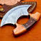 Hand Forged Damascus Steel Alaska Ulu Knife w Wooden handle pizza Cutter knife 4.jpg