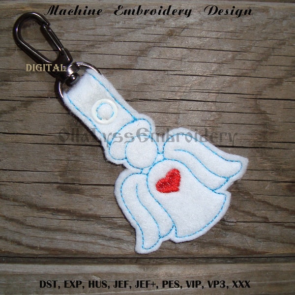 Machine Embroidered Keychain Angel ITH keychain machine embroidery design - Inspire Uplift