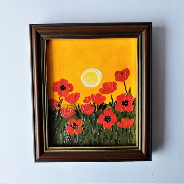 Field-of-poppies-sunset-painting-landscape-art-impasto-small-wall-decor.jpg