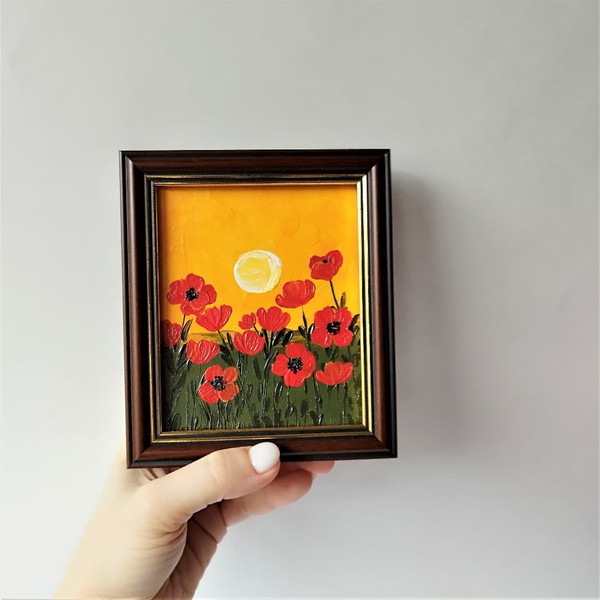 Poppy-field-landscape-art-a-sunset-painting-wildflowers-in-acrylic-small-wall-decor.jpg