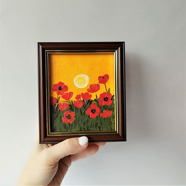 Poppy-wall-art-wildflowers-acrylic-painting-small-wall-decor-framed-art.jpg