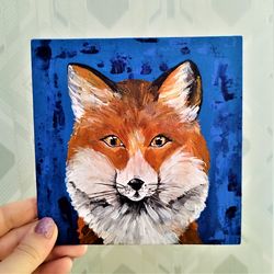 Red fox painting acrylic animal art funny