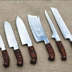 stainless steel, chef set of 6 pieces ,custom handmade chef set , handmade chef set ,personalized gift for mother ,