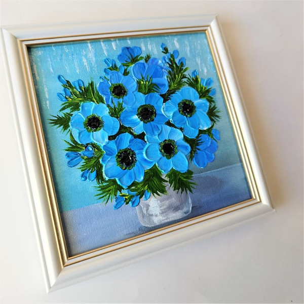 Blue-accent-wall-living-room-bouquet-art-blue-flower-painting-acrylic.jpg