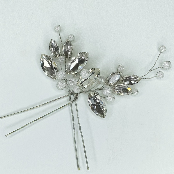 Wedding jewelry set, Crystal jewelry, Rhinestone hairpin, long earrings, exhibition sample