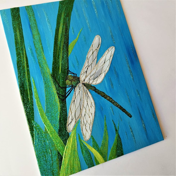Painting-insect-dragonfly-artwork-with-crystals-acrylic-framed-art-impasto.jpg
