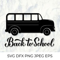 back to school calligraphy lettering. school bus svg
