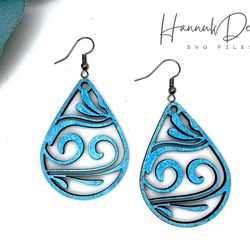 ornateteardrop earring svg laser cut file for glowfroge and cricut instant download