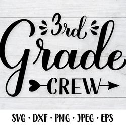 3rd grade crew calligraphy lettering. first day of school svg