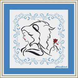 cross stitch pattern beauty and the beast belle princess outline superheroes kids cartoon disney counted crossstitch pdf