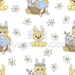 easter rabbit spring vector illustration seamless pattern