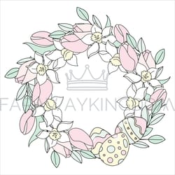 easter wreath great religious holiday vector illustration set