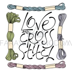 embroidery lover sewing supplies vector illustration set