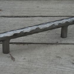 96 mm hand forged drawer pull (type 8), 3.75 in, wrought iron, cabinet cupboard wardrobe kitchen dresser knobs hardware