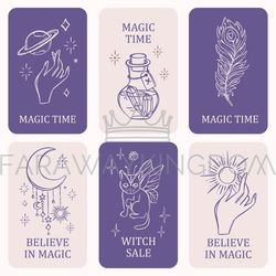 esoteric elements mystical occult astrology symbol card set