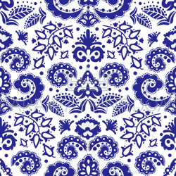 ethnic blue tatar ornament seamless pattern vector illustration