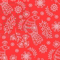 ethnic red folk doodle vector illustration seamless pattern