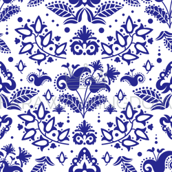 ethnic tatar blue ornament seamless pattern vector illustration