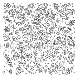 ethno flower folk doodle ornament vector illustration set