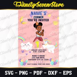 kids digital birthday invitation, gracies corner party invitation, gracie's corner birthday invitation, girl birthday