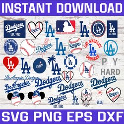 bundle 34 files la dodgers baseball team svg, la dodgers svg, mlb team svg, mlb svg, png, dxf, eps, jpg